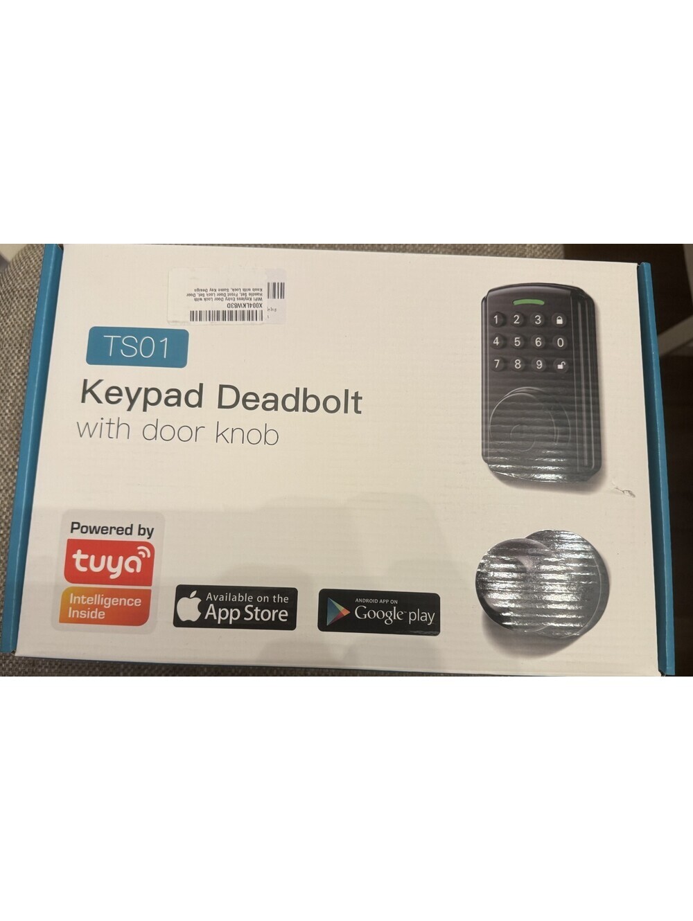 TS01 Black Keypad Wifi Deadbolt Lock With Door Knob New